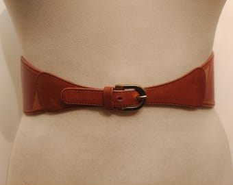 Wide Real Leather 90's Vintage Brown Belt