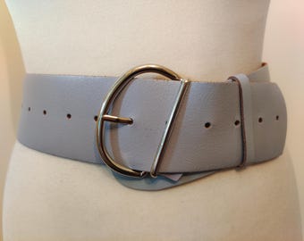 Wide Reptile Pattern Belt, Y2K Vintage Hip Belt, Light Grey  display picture 1