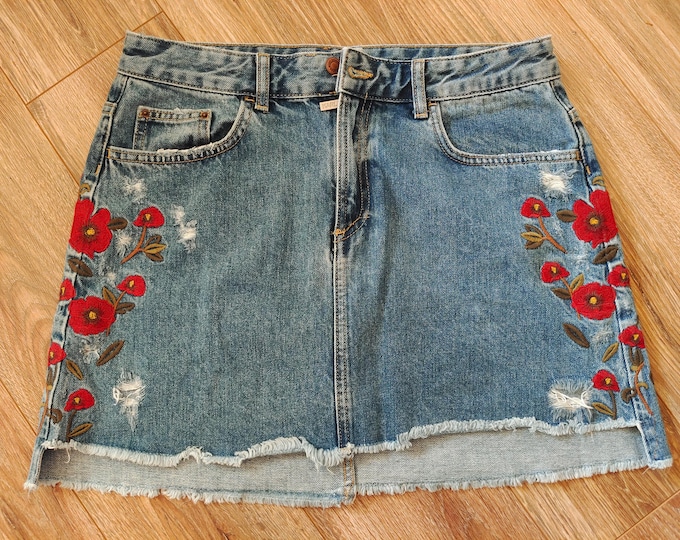 Flowers Jeans Skirt by Zara