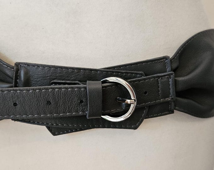 Extra Wide Grey Real Leather Belt
