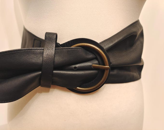 Extra Wide Black Real Leather Belt