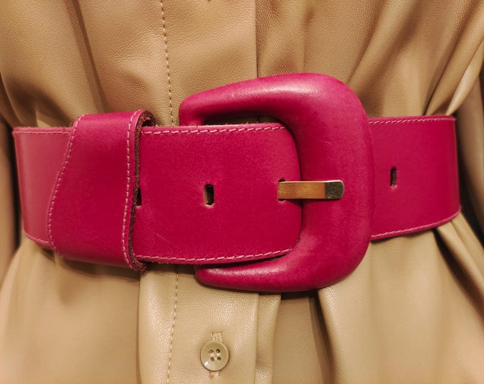 90's Vintage Fuchsia Real Leather Belt