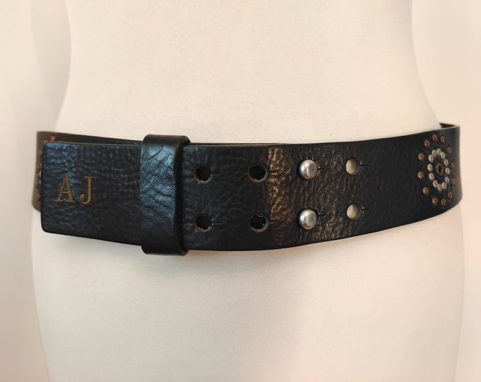 Wide Black Real Leather Belt by Revolt