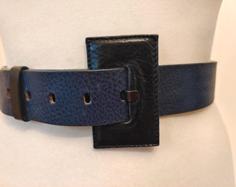 Blue Real Leather Belt by Simple