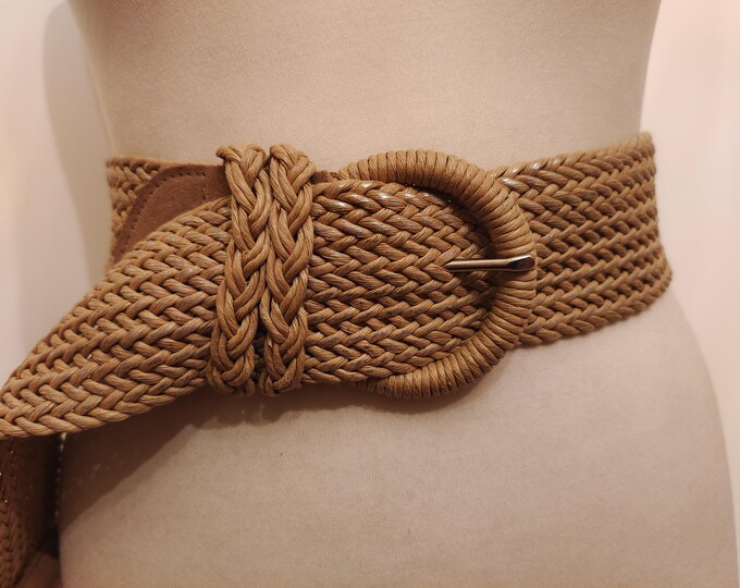 Wide Woven Beige Adjustable Belt by Mexx