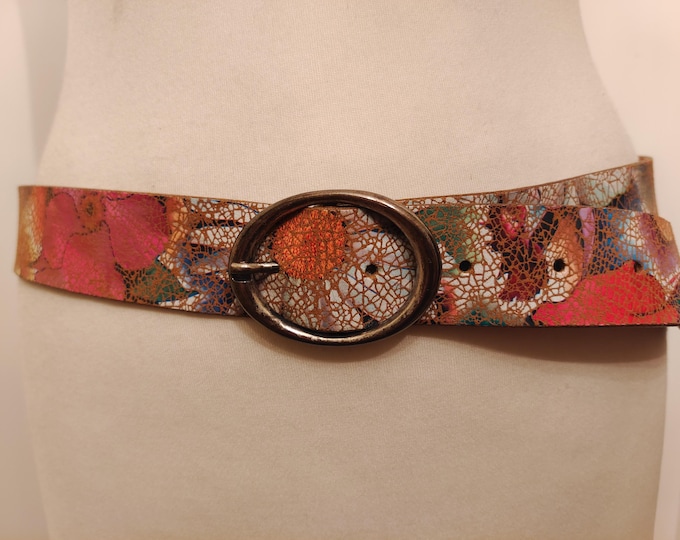 Flower Pattern Real Leather Belt by Big Star