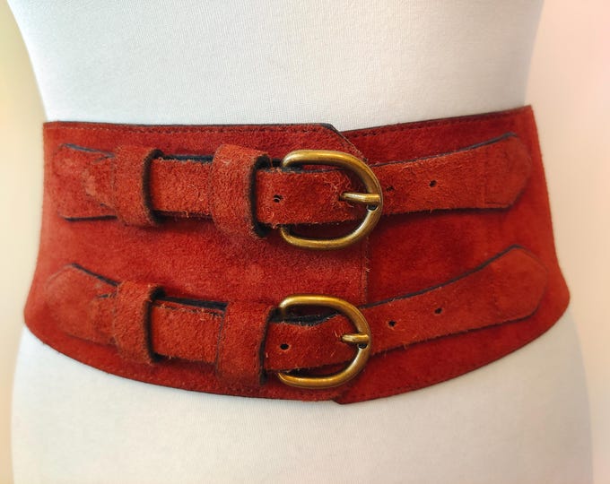 Extra Wide Real Suede Leather 90's Vintage Ginger Belt