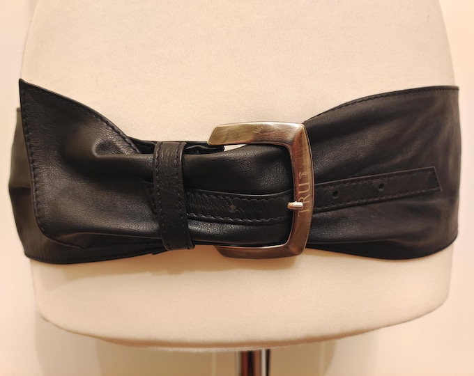 Extra Wide Black Real Leather Belt by Trussardi
