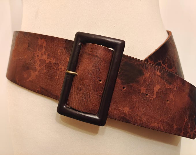 Wide Brown Real Leather Belt by SOLAR