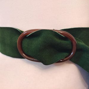 80&#39;s Vintage Real Suede Leather Green Adjustable Belt