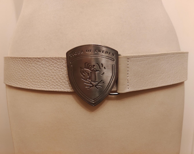 Real Leather White Belt by Tiger od Sweden Made in Italy