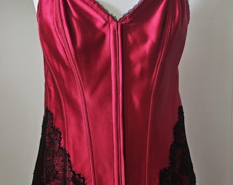 Red Corset with silk red T-back two pieces set by Marks and Spencer