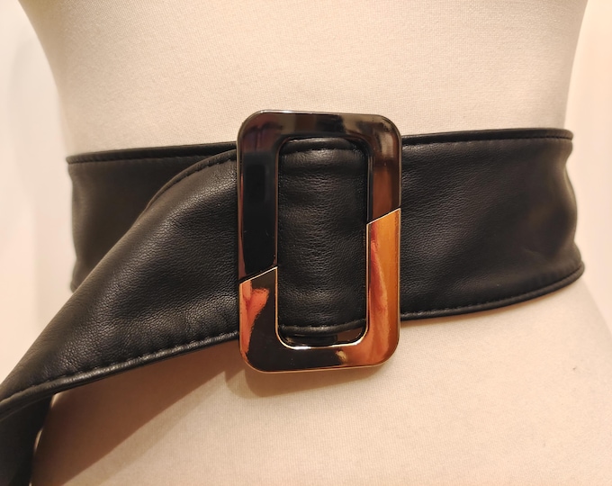 Wide Black Faux Leather Adjustable Belt by Mohito