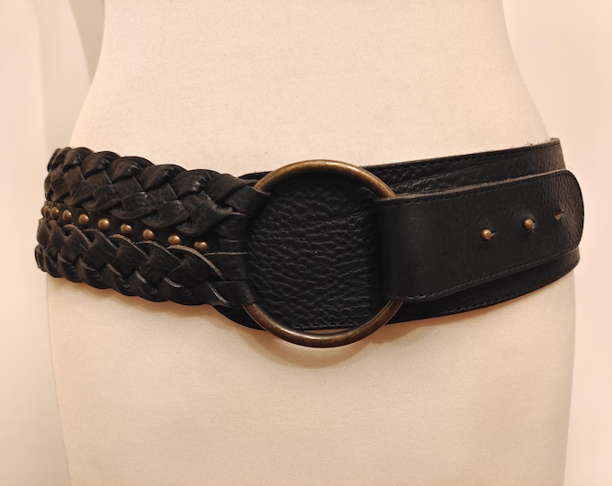 Wide Black Real Leather Vintage 90's Belt by Depeche