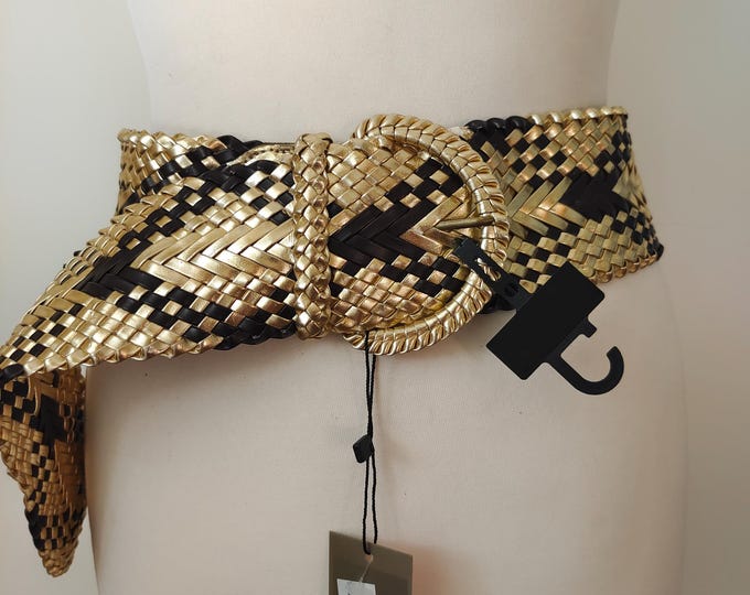 Wide Faux Leather Y2K by Elements Woven Cobra Patternt Belt
