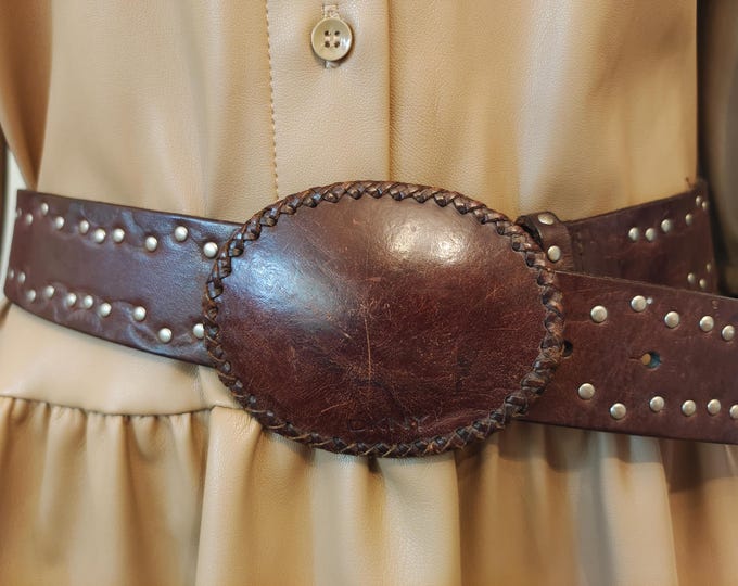 Thick Brown Real Leather Belt by DKNY