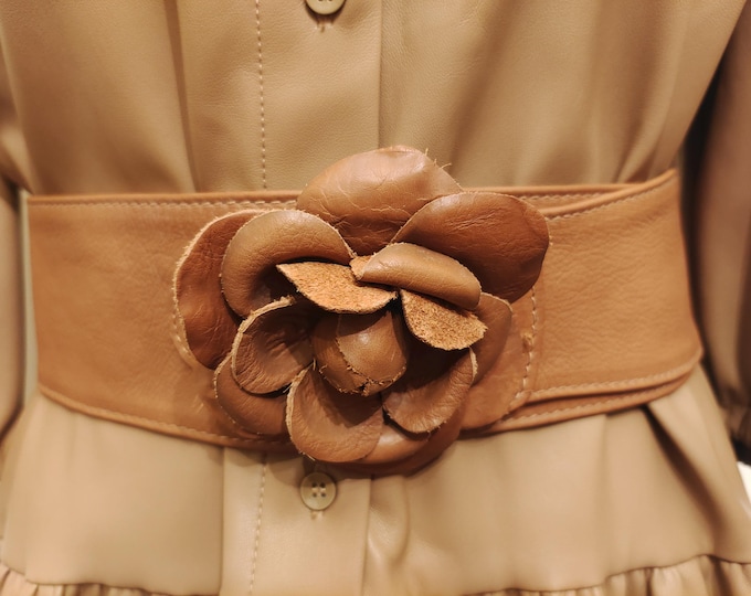 90's Vintage Wide Brown Real Leather by Accento Made in Italy