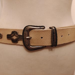 NEW BERGE women\'s gold stud belt in tan Shop Women main image 4