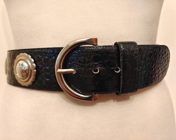80's Vintage Black Real Leather Belt by ESCADA Made in West Germany