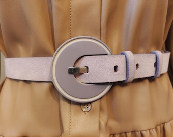 Light Purple Real Leather Belt by Solar