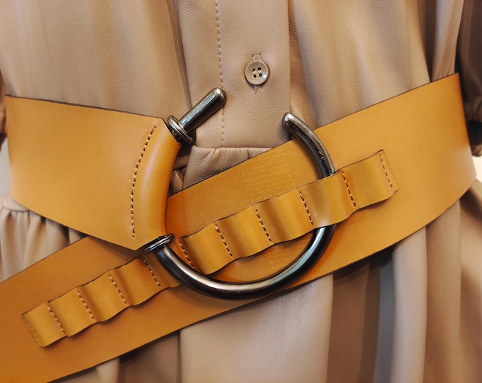 Wide Brown Real Leather Belt by Dukat