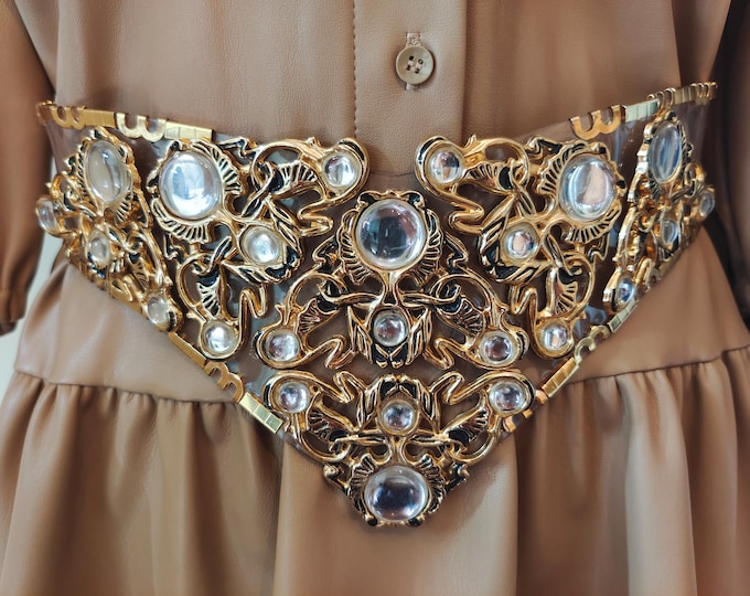 Extra Wide Heavy PVC & Golden Metal Belt