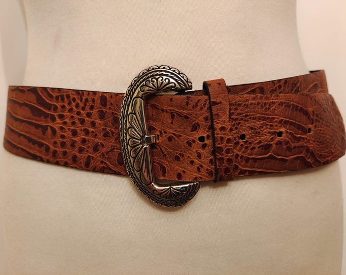 Brown Real Leather Belt With Silver Metal Buckle by El Corte Inglés