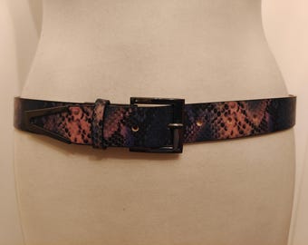 Regular Faux Leather Patent Snake Skin Violet Belt by H&M