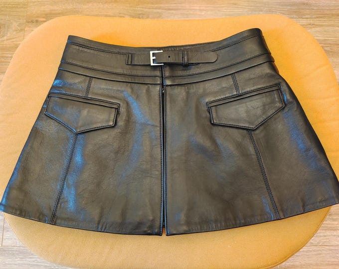Extra Wide Black Real Sheep Leather Belt With Two Pockets by ZARA