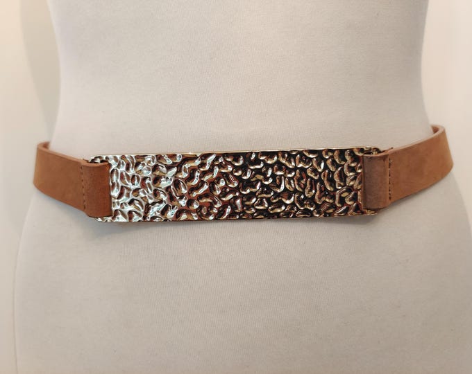 Light Brown Real Leather Belt With Golden Buckle by NEXT