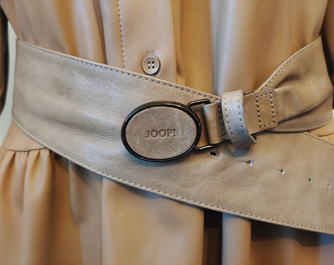 Wide Taupe Hand Made Genuine Leather Belt by Joop! Made in Italy