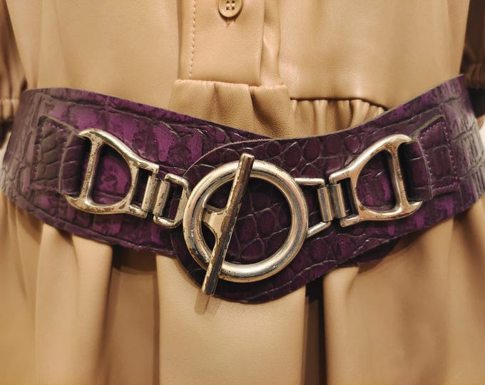 90's Vintage Wide Purple Real Leather Belt by Bernd Götz
