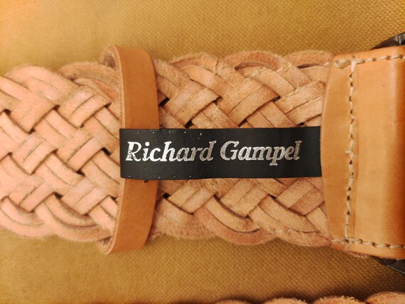 Wide Brown Leather Braided Belt: Round Buckle, Richard  display picture 1