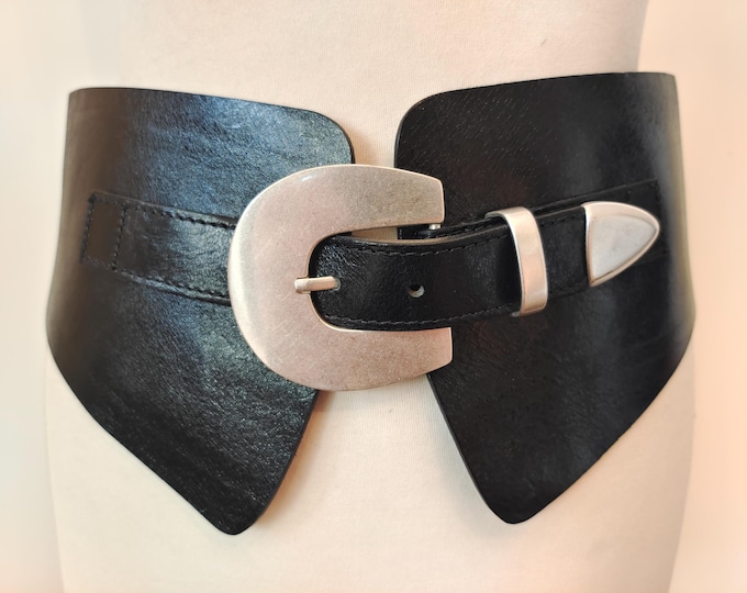 Extra Wide Black Real Leather Corset Belt by ZARA Made in Spain
