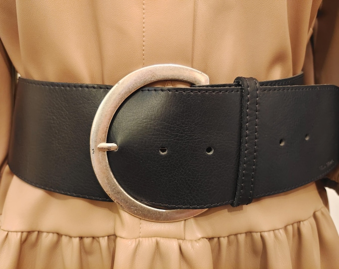 Wide Black Real Leather Belt by Tom Tailor Made in Germany