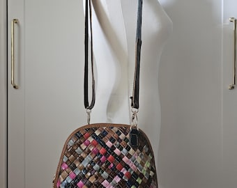 Vintage genuine leather braided hand bag