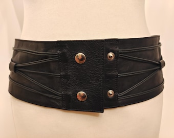 Extra Wide Black Soft Real Leather Belt by Guess by Marciano Made in Italy