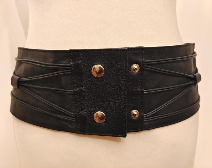 Extra Wide Black Soft Real Leather Belt by Guess by Marciano Made in Italy