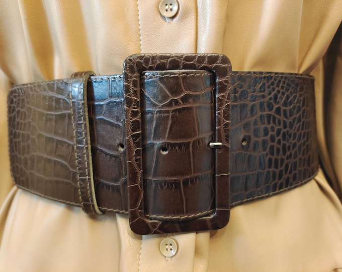 Wide Brown Faux Leather Belt