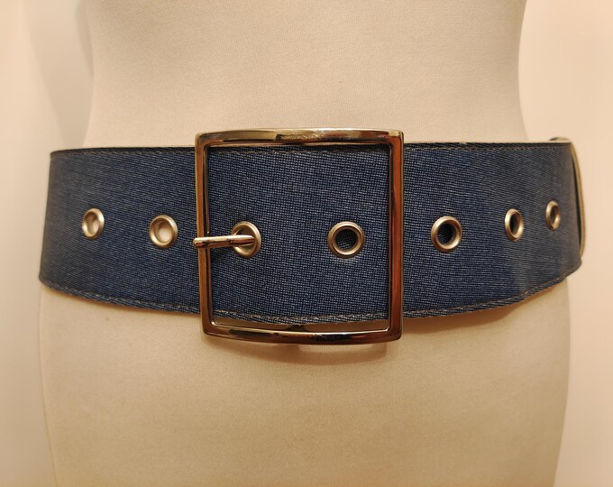 Blue Jeans Faux Leather Wide Belt Made In Italy