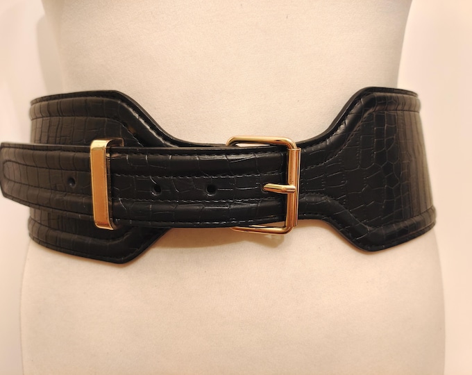 Extra Wide Black Faux Leather Belt by Altuzarra