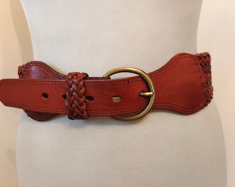 Wide Brown Real Leather Belt by Antoniazzi Firenze Made in  display picture 1