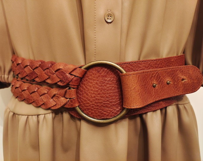 Wide Brown Real Leather Belt by Depeche Made in Italy
