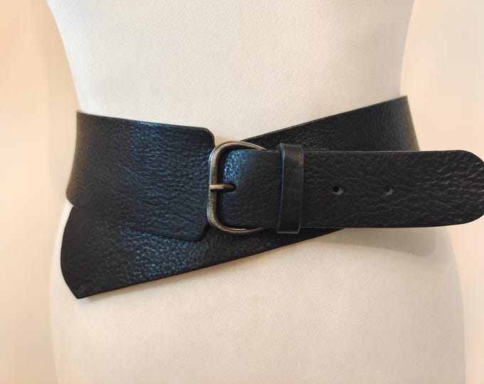 Wide Black Real Leather Belt by SOLAR