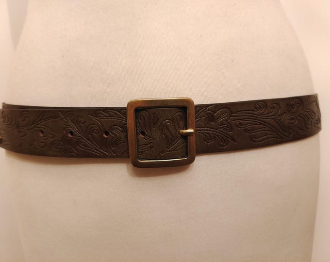 Brown Real Leather Embossed Belt by Replay