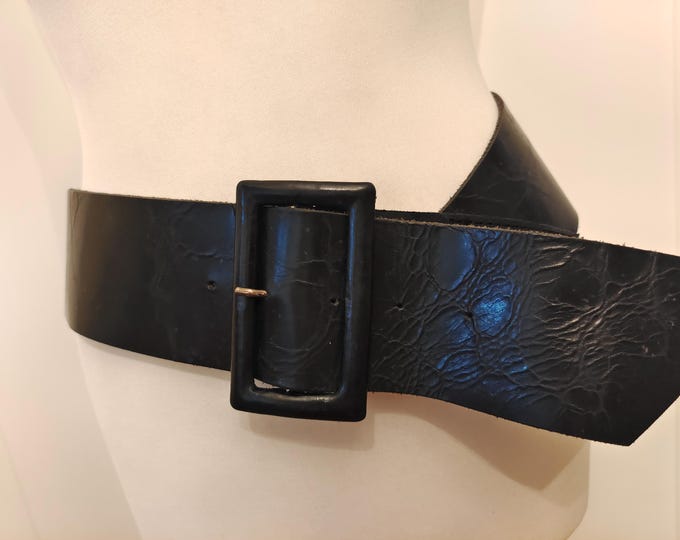 Wide Black Real Leather Belt By SOLAR