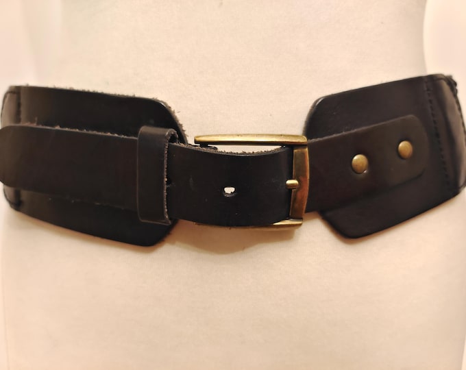 Wide Black Real Leather Belt by Pepe Jeans London