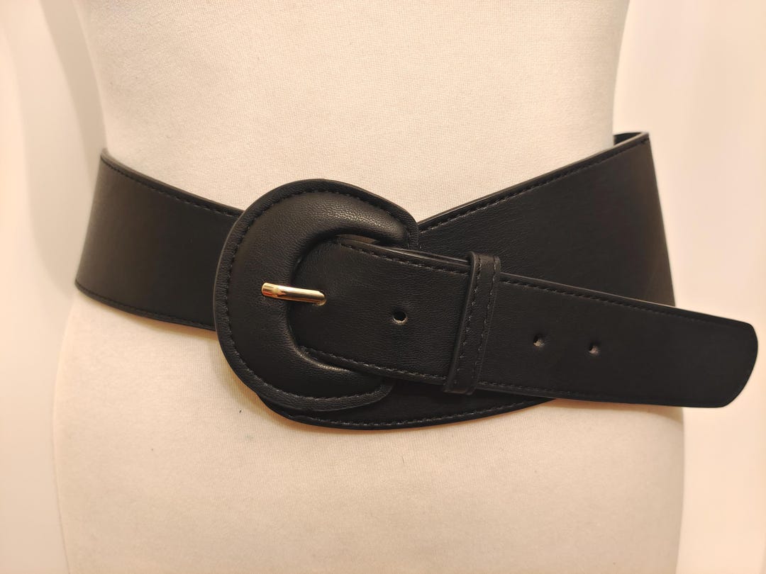 Wide Black Faux Leather Belt by ZARA - Etsy display picture 1