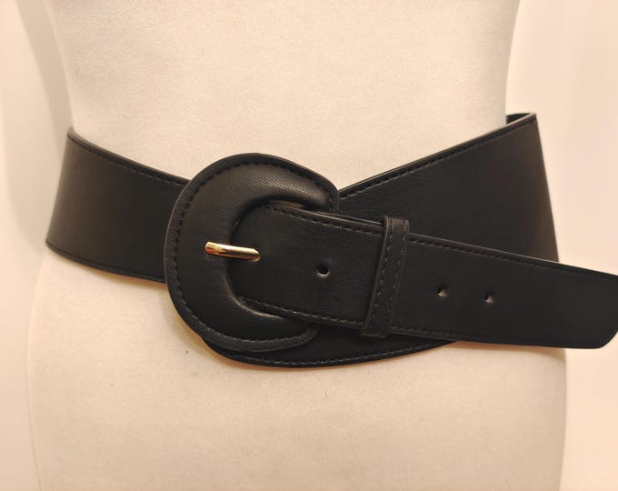 Wide Black Faux Leather Belt by ZARA