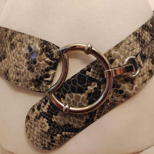 90s Vintage Wide Faux Leather Belt: Silver Buckle, Robako  display picture 1
